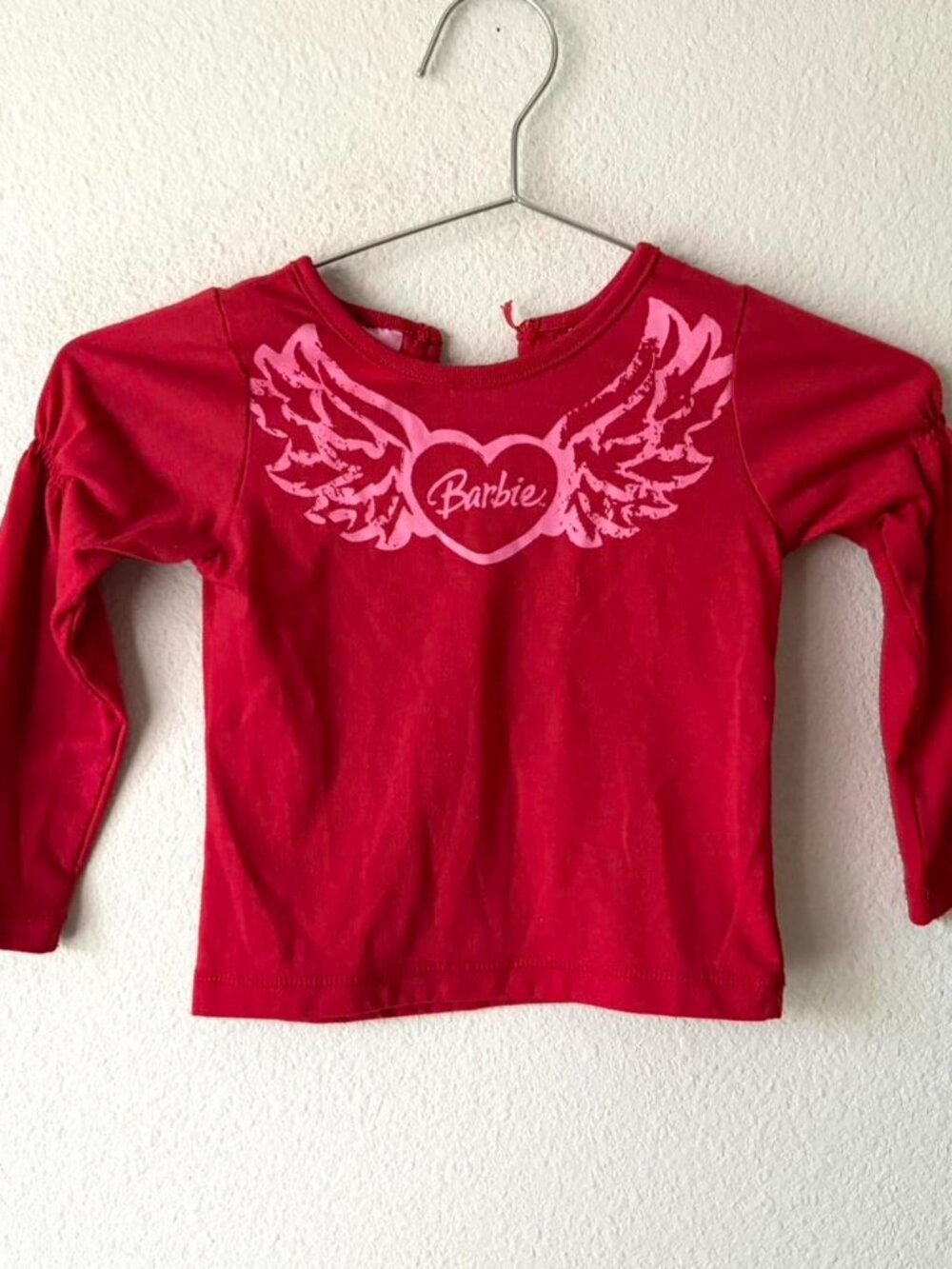 Kids Vintage Barbie Red Long Sleeve Top y2k 2000s Girls 4 Years old